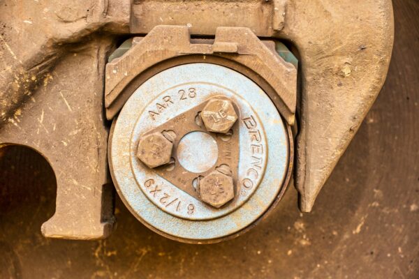 Detailed view of a Brenco industrial metal bearing captured in Reads Landing, MN.